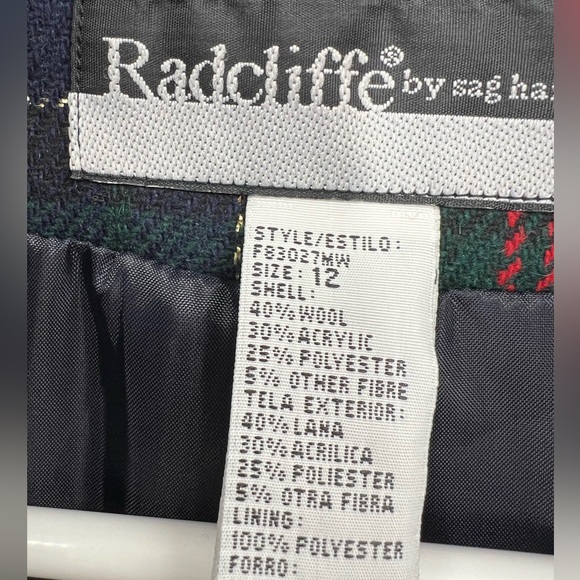 Radcliffe wool blend velvet collar 12 plaid blazer vintage metallic office - Picture 4 of 7